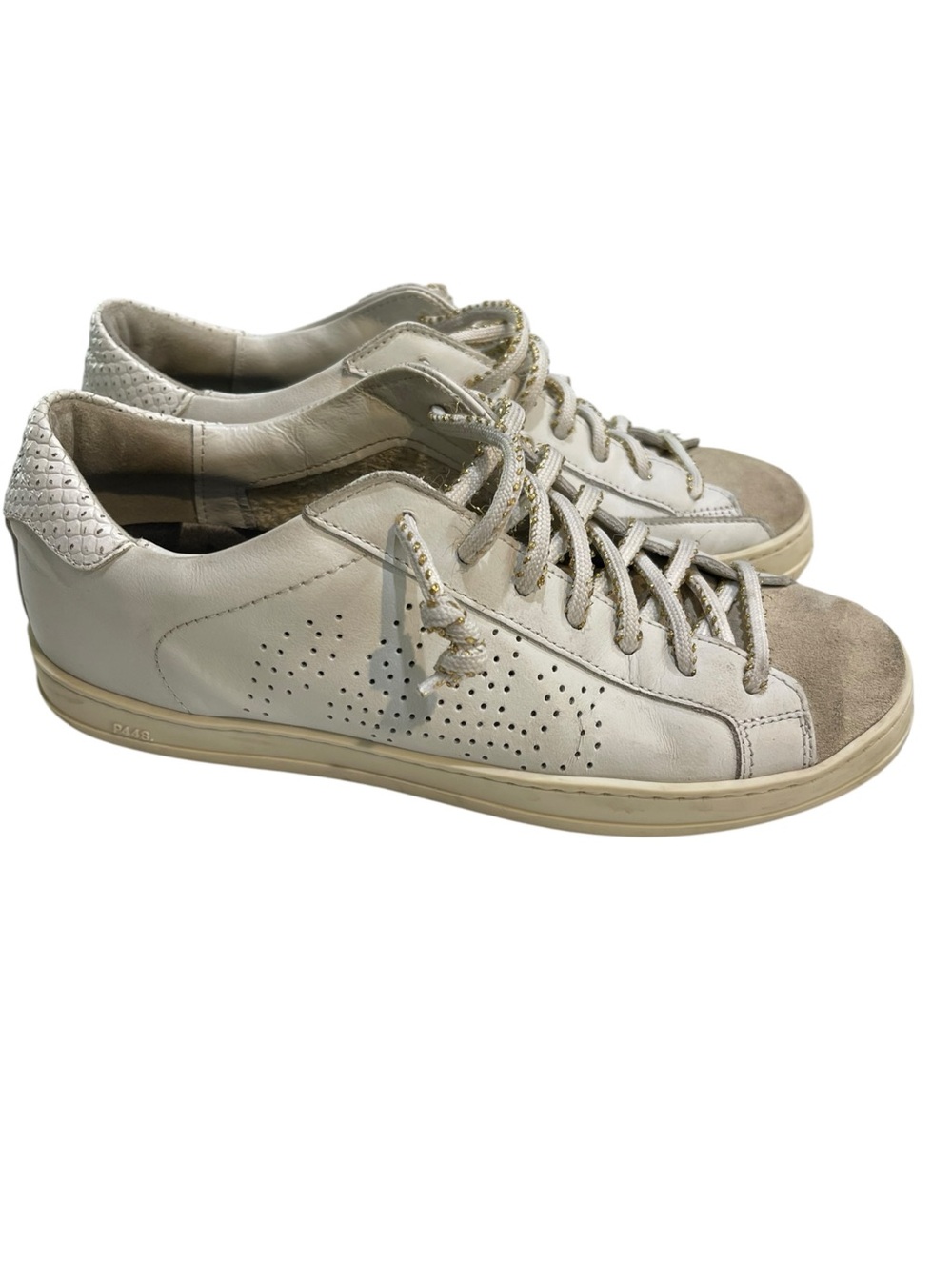 P448 John Dune Leather And Suede Sneakers SZ 7 7.5 38 Off White Beige